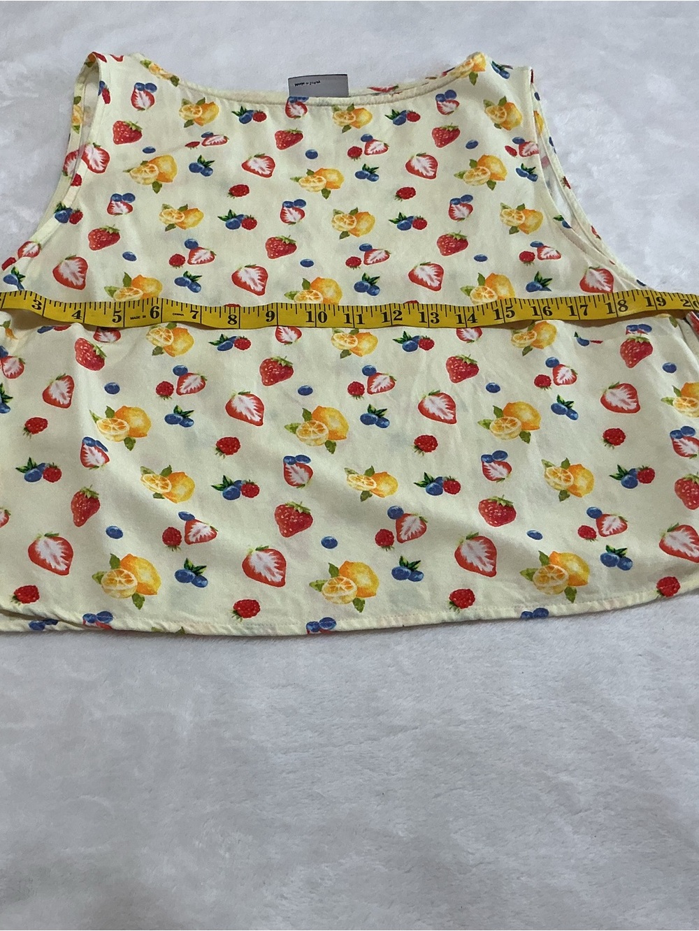 ASOS DESIGN Linen Look Fruit Print Tie Side Top Blouse - Picture 9 of 10